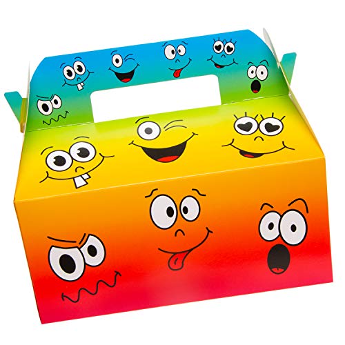 Palandi Caja de regalo divertida con diseño de emoji y rascacielos para fiestas de cumpleaños infantiles, 6 unidades