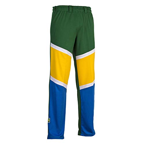 Pantalones auténticos brasileños Capoeira Martial Arts Hombres (Verde, Azul y Blanco Colores de Bloques de diámetro) L
