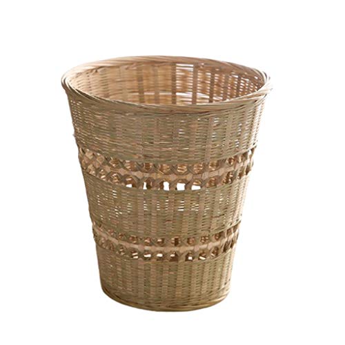 Papelera de bambú para tejer, cubo de basura para baños, cuartos de polvo, cocinas, oficinas en el hogar, cesta de basura natural o bronceado (color : basura, tamaño: B)