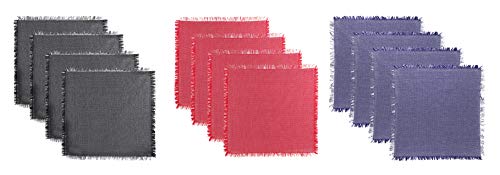 Paquete de 12 servilletas de tela SweetNeedle para cena, multicolor, doble tono, 50 x 50 cm, tamaño grande, alta calidad, sin pelusa, calidad hotelera, bodas y fiestas, servilletas de algodón