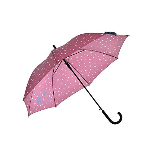 Paraguas Largo Estrellas, Paraguas Original de Acero Inoxidable. Paraguas Grandes Mujer 95x85 cm -Hogar y más - Rosa