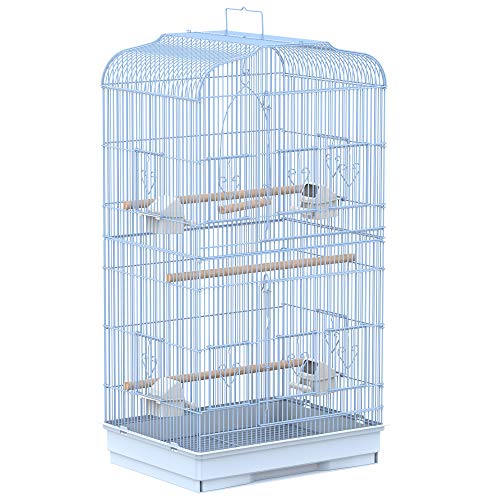 Pawhut Jaula para Pájaros Pajarera con 2 Puertas 4 Comederos y 3 Perchas Columpio Asa de Transporte para Loro Canario Periquito Marco Metálico 47,5x36x91 cm Blanco Pawhut Jaula para Pájaros Pajarera con 2 Puertas 4 Comederos y 3 Perchas Columpio Asa de Transporte para Loro Canario Periquito Marco Metálico 47,5x36x91 cm Blanco