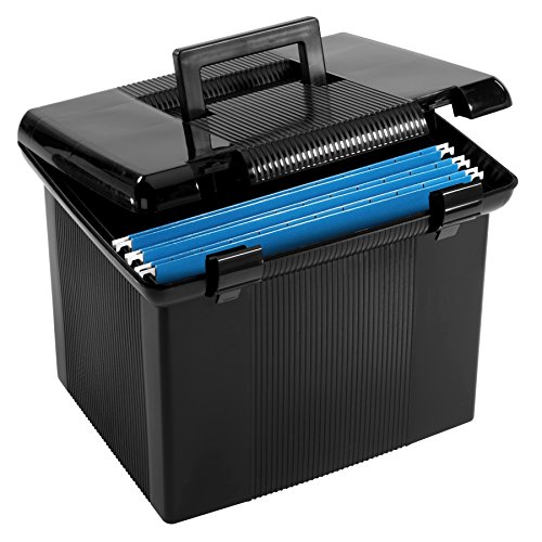 Pendaflex Caja de archivos portátil, negro, 27 cm de alto x 14 cm de ancho x 28 cm de profundidad (41742)
