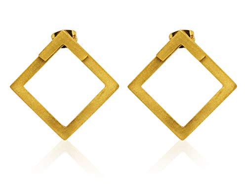 Pendientes de Oro 18k Cuadrados para Mujer - Pendientes Dos Posiciones - Joyería geométrica - Diseño único de Vurmashop