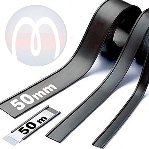 Perfiles magnéticos para estanterías o superfícies metálicas - Perfiles C/Etiquetas magnéticas ancho 50 mm - que se vende por 50m rollo