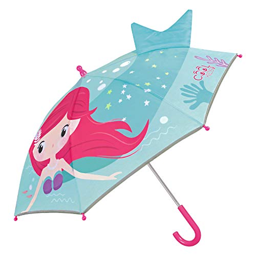 PERLETTI Paraguas Niña Sirena con Aleta Pop Up 3D - Sombrilla Sirenita Abertura Manual con Detalles Reflectantes - Paraguas Resistente Antiviento Niña 3/6 Años Largo - Diámetro 76 cm PERLETTI Paraguas Niña Sirena con Aleta Pop Up 3D - Sombrilla Sirenita Abertura Manual con Detalles Reflectantes - Paraguas Resistente Antiviento Niña 3/6 Años Largo - Diámetro 76 cm
