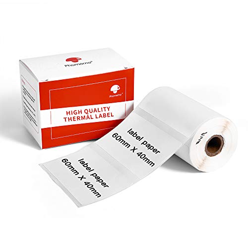 Phomemo Etiqueta térmica, etiqueta autoadhesiva, 60 mm * 40 mm, compatible con la impresora de etiquetas Phommeo M200, adecuada para etiqueta de dirección, etiqueta de precio. 180 etiquetas por rollo