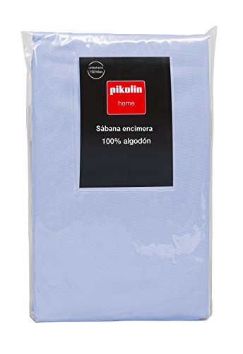 Pikolin Home - Sábana encimera, 100% algodón, 170x270cm, cama 80/90/105, color azul claro (Todas las medidas)