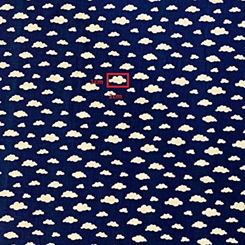 Pingianer - Tela infantil, 100 % algodón, mercancía al metro, manualidades, tela de costura, diseño de nubes, 100 x 160 cm, algodón, Wolke azul oscuro y blanco., 100x150cm (11,99€/m)