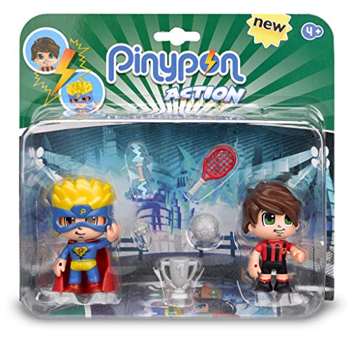 Pinypon Action - Pack de 2 Figuritas Superhéroe y Futbolista (Famosa 700014492) , color/modelo surtido