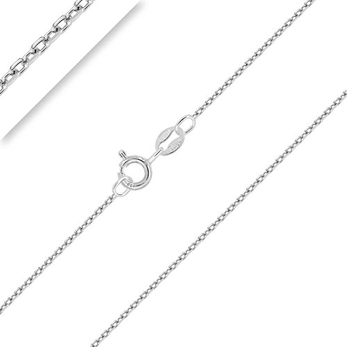 Planetys - Cadena de Plata de Ley 925 Rodiada para Niños o Bebé Malla Forzada Diamantada 1 mm de Ancho 38 cm de Longitud Planetys - Cadena de Plata de Ley 925 Rodiada para Niños o Bebé Malla Forzada Diamantada 1 mm de Ancho 38 cm de Longitud