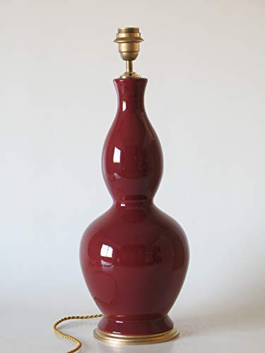 POLONIO Lampara de Ceramica Sobremesa Grande de Salon Color Granate 45 cm E27, 60 W - Pie de Lámpara de Cerámica Granate.