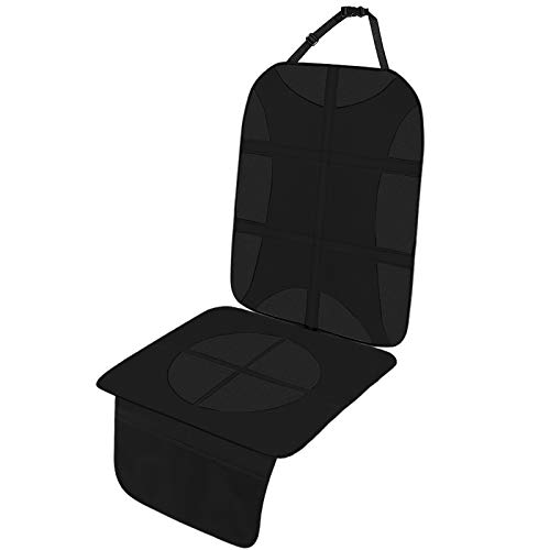 Protector Asiento Coche, Respaldo Asiento Coche Niños Protector Asiento Delantero Protector Asiento Funda Trasero Tapicería del Cuero Coche Fácil de Limpiar y Arreglar para Sillas de Coche - Negro