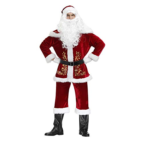 Proumhang Disfraz de Papá Noel Disfraz de Papá Noel 9 Accesorios (sin Bolsa)-XXL(180-185cm)
