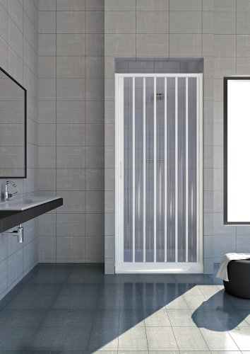 Puerta plegable para ducha, plástico PVC, 1 lateral, apertura de 80 cm