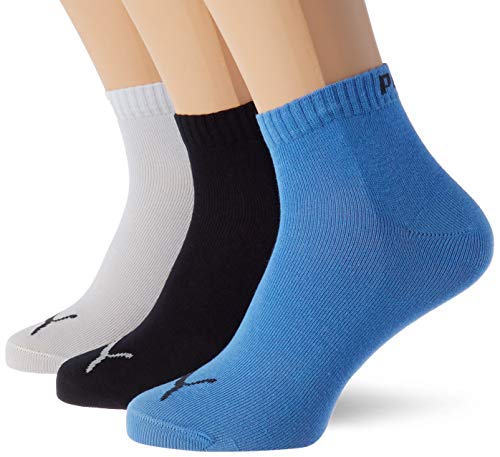 PUMA Kids' Quarter Socks (3 Pack) calcetines, Marina, 35-38 Unisex Niños