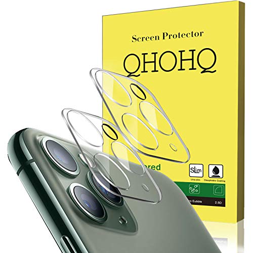 QHOHQ [2 Unidades Protector de Lente de cámara para iPhone 11 Pro MAX(6.5"),iPhone 11 Pro(5.8") Vidrio Templado,[Dureza 9H] Cristal Templado [Sin Burbujas] HD Protector de Pantalla (Clear)