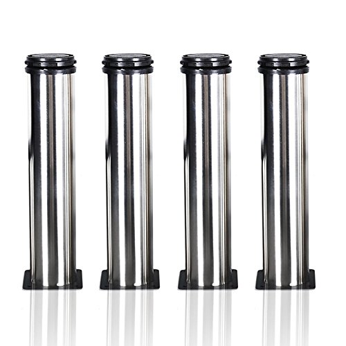 Qrity 4 unidades Patas de Metal muebles regulables armario de cocina pies redondo - Metal cromado - Altura ajustable (Total: 200-215mm) Qrity 4 unidades Patas de Metal muebles regulables armario de cocina pies redondo - Metal cromado - Altura ajustable (Total: 200-215mm)