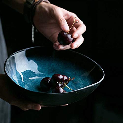 QTQZ Cuenco en Forma de Azul Cuenco de Sopa Creativo Cuenco de Ensalada de Frutas Irregular Cuenco de arroz de cerámica Hogar