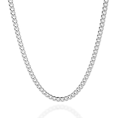 Quadri - Collar Elegante con Cadena modelo Cubana Diamantada para Hombre/Mujer de Plata 925 - ancho 5 mm - largo 52 cm - Certificado Made in Italy