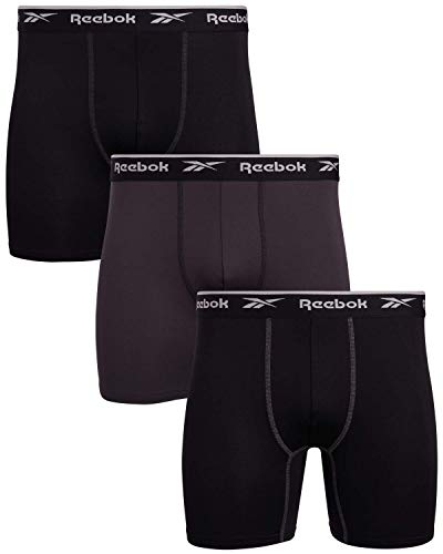 Reebok Men's Sport Soft Performance Boxer Briefs (3 Pack) (Black/Cold Grey/Black, Medium)'