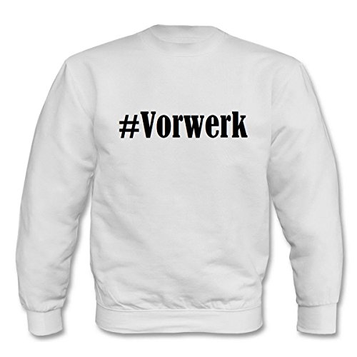Reifen-Markt Sudadera Hashtag #Vorwerk para mujer, hombre y niños en los colores negro, blanco y azul con impresión Blanco Medium