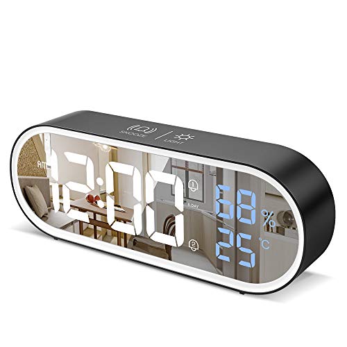Reloj Despertador Digital con Pantalla LED de Temperatura/Humedad, Reloj Despertador Digital Despertador Dual con 13 Música,4 Niveles de Brillo,12/24 Horas,Función Snooze,Puerto de Carga USB (Negro) Reloj Despertador Digital con Pantalla LED de Temperatura/Humedad, Reloj Despertador Digital Despertador Dual con 13 Música,4 Niveles de Brillo,12/24 Horas,Función Snooze,Puerto de Carga USB (Negro)