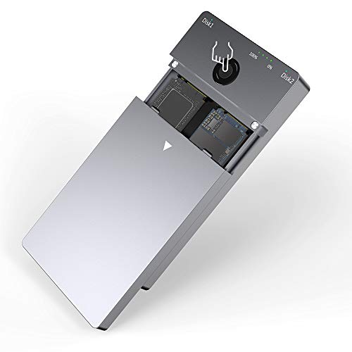 Rocketek Caja SSD USB C 3.1 Gen2 de doble bahía para SSD M.2 PCIe NVME, caja de unidad de estado sólido USB tipo C compatible con clone/duplicador offline Función USB 3.1 Gen 2 con hasta 10Gbps Rocketek Caja SSD USB C 3.1 Gen2 de doble bahía para SSD M.2 PCIe NVME, caja de unidad de estado sólido USB tipo C compatible con clone/duplicador offline Función USB 3.1 Gen 2 con hasta 10Gbps