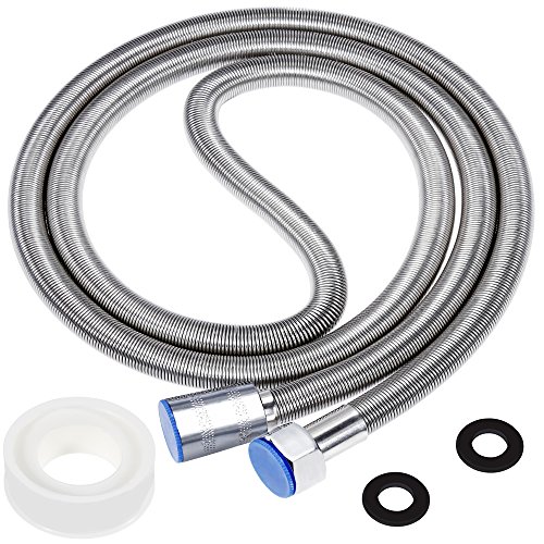 Rovtop 2 en 1 Manguera de ducha de Resorte de Acero de Inoxidable Manguera Flexible +Rollo de Cinta de Teflon -1.5M Rovtop 2 en 1 Manguera de ducha de Resorte de Acero de Inoxidable Manguera Flexible +Rollo de Cinta de Teflon -1.5M