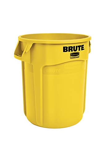Rubbermaid Commercial Products 2620 Brute - Cubo de basura con tapa deslizante, capacidad de 75.7 l, amarillo