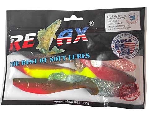 SANDAFishing Relax Kopyto River Set – 7 peces de goma en 11 cm 13 cm 4 pulgadas 5 pulgadas lucioperca en río, lucio, siluro, yeso, bacalao, mar, pesca Alto Nord Oriente, pesca (11 cm/13 cm Mix 1)