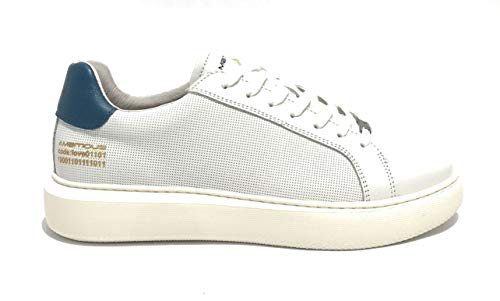 Scarpa uomo Ambitious 10634A Sneakers in Pelle Bianco/BLU Fondo Alto US21AM08 46