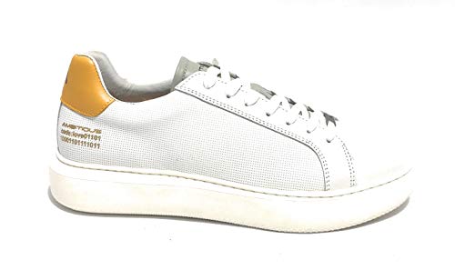 Scarpa uomo Ambitious 10634A Sneakers in Pelle Bianco/Giallo Fondo Alto US21AM12 46