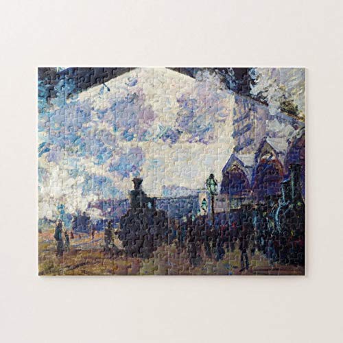 Scott397House Jigsaw Puzzles 300 Piece For Adults Kids Ages 8-10 Pieces PuzzleSaint-Lazare Station, Exterior View Claude Monet Fun Game Toys Birthday Gifts Fit Together Perfectly
