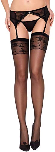 Selente Lovely Legs - Medias refinadas para mujer, varios modelos, 20-60 DEN, fabricadas en la UE Negro y dorado. M