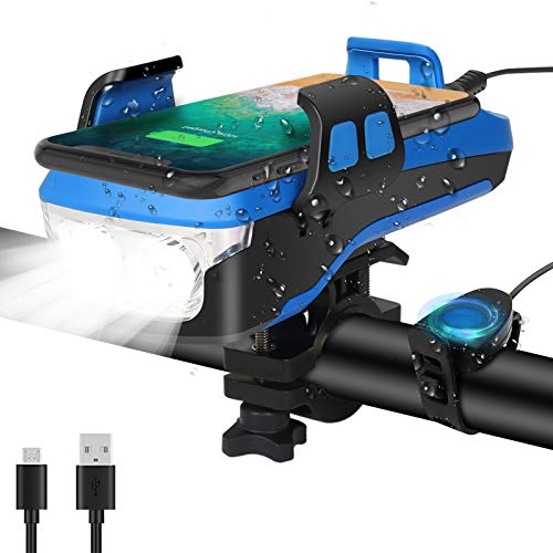 SEWOBYE Luz Bicicleta USB Recargable, 550 Lúmenes Luces Bicicleta con Alarma y Soporte Teléfono, Luz LED Bicicleta para MTB, Bicicleta Carretera (Sky Blue) SEWOBYE Luz Bicicleta USB Recargable, 550 Lúmenes Luces Bicicleta con Alarma y Soporte Teléfono, Luz LED Bicicleta para MTB, Bicicleta Carretera (Sky Blue)