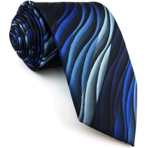 Shlax&Wing Clásico Hombre Traje De Negocios Seda Corbatas Para Azul Geométrico Extra largo