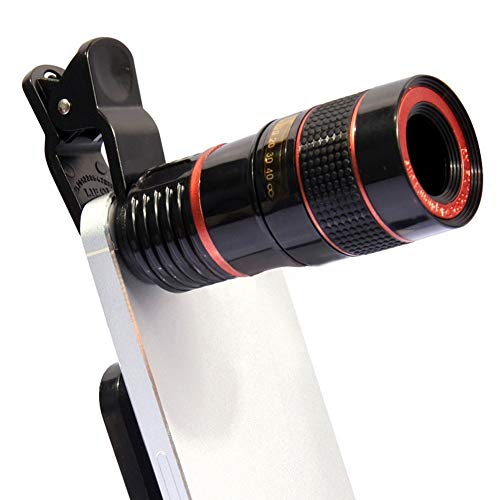 SHUWB Telescopio monocular Universal 8X con teleobjetivo Ocular con Montura para trípode y la mayoría de Las cámaras con Zoom de Smartphone Lente de Smartphone móvil (Color : Black)