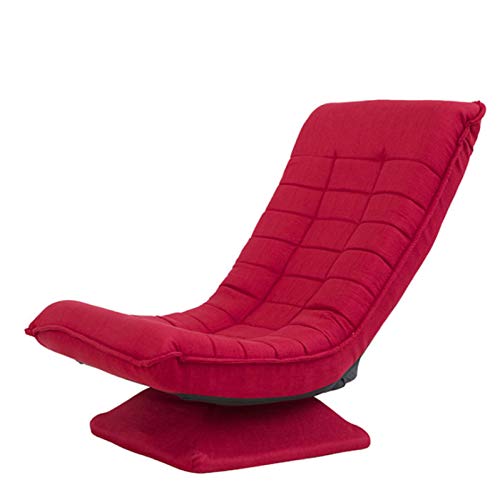 Silla de juegos de suelo, plegable silla reclinable giratoria de 360 grados silla de juego plegable 3 posiciones ajustable soporte de resorte de 330 Ib cómodo acolchado y respaldo alto, color rojo