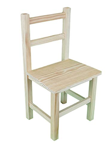 Silla infantil de madera. En crudo, para decorar. Medidas (ancho/fondo/alto): 30 * 27 * 57 cm.