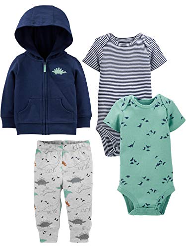 Simple Joys by Carter's 4-Piece Jacket, Pant, Bodysuit Set Infant-and-Toddler-Pants-Clothing-Sets, Azul Marino (Navy Dino), 3-6 Meses