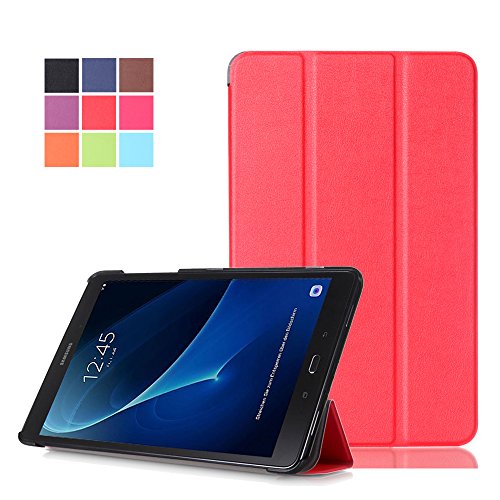 Skytar Funda Samsung Tab A6 10.1,Carcasa para Galaxy Tab A T580N,Smart Case Funda Protección Stand Folio Cover Carcasa para Samsung Galaxy Tab A 10.1 Pulgadas (2016) SM-T580N / T585N Tablet,Rojo