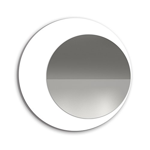 SLAAP - Espejo de Pared Redondo Color Blanco Lacado. Medidas 42cm de diámetro (Luna 33.6 cm diámetro)