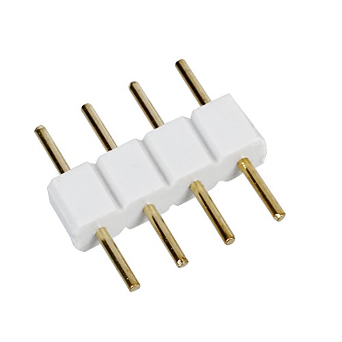 SODIAL(R) 5 x Conector de Cable Macho a Macho 4 PIN RGB Blanco para Tiras LED