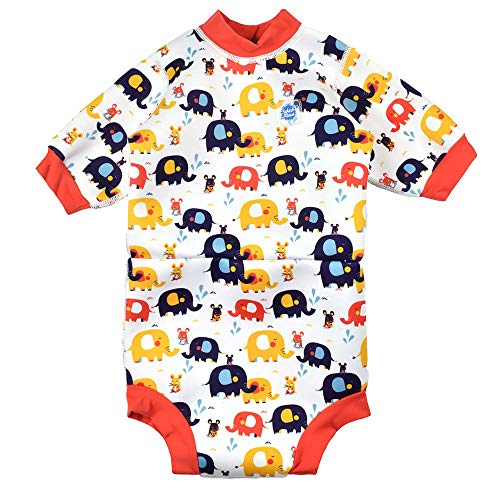 Splash About Baby Happy - Traje de Neopreno para bebé, diseño de Elefantes, Talla Grande de 6 a 14 Meses