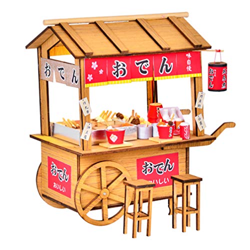STOBOK Casa de Muñecas Carrito en Miniatura Puesto de Bocadillos de Estilo Japonés Mini Accesorios de Casa de Muñecas Juguete de Juego de Simulación para Niños