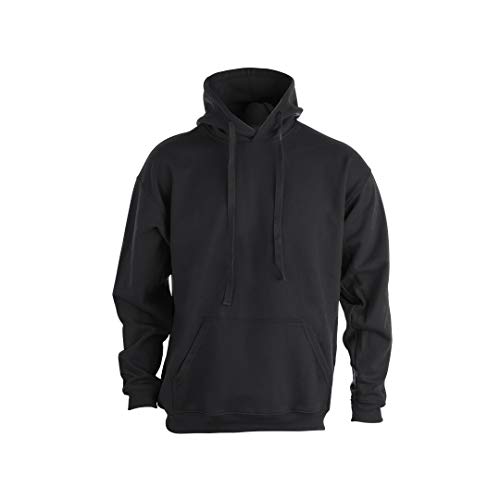 Sudadera Urbana con Capucha Unisex Adultos con Bolsillo de Canguro y en Colores Vivos y Cordones Anchos (Negro, XXL)