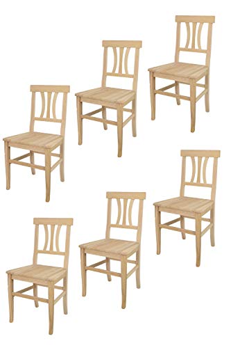 t m c s Tommychairs - Set 6 sillas Artemisia para Cocina y Comedor, Estructura en Madera de Haya lijada, no tratada, 100% Natural y Asiento en Madera