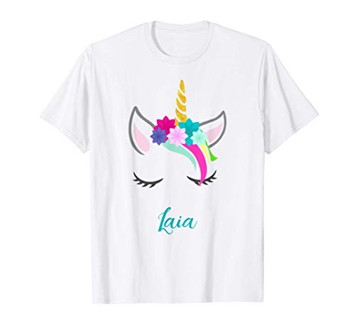 T-Shirt Personalizada Nombre Laia Unicornio Camiseta
