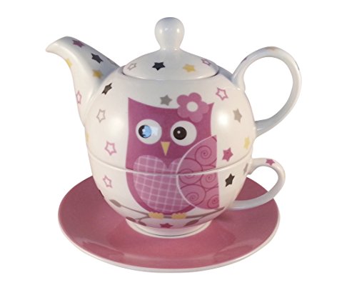 Tea for one - Juego de té (3 piezas, tetera con taza y platillo, en caja de regalo), color rosa